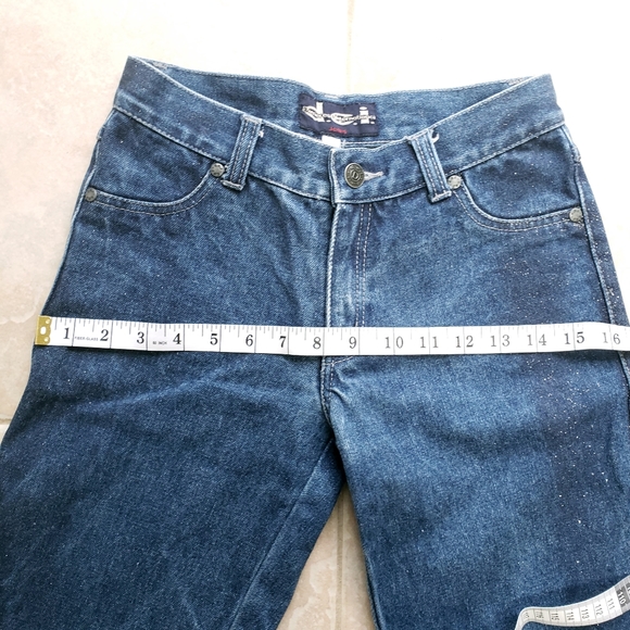 Vintage Y2K D.E.I Glitter Wide Leg Jeans - Picture 13 of 15